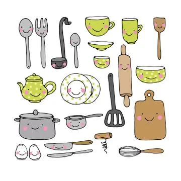 A set of kitchen utensils Stock Illustration