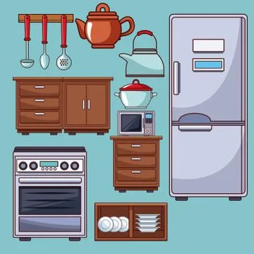 Set of kitchen utensils Illustrazione stock