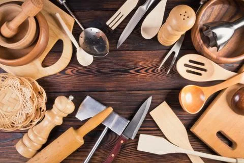 A set of kitchen utensils Stock Photos