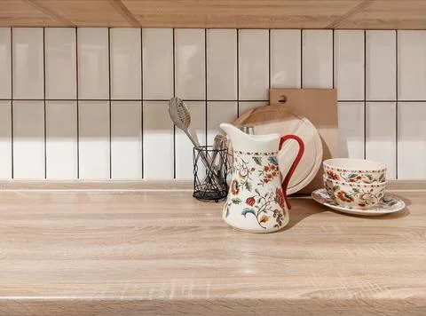 A set of kitchen utensils on the table Stock Photos
