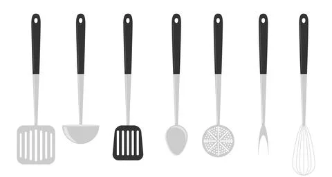 Set of kitchen utensils tools for cooking vector illustration flat design Stock Illustration