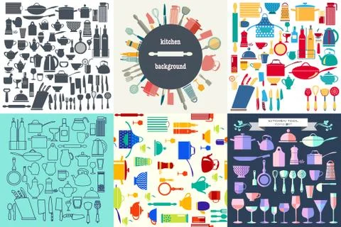 Set of Kitchenware and restaurant, glassware icon Stock Illustration