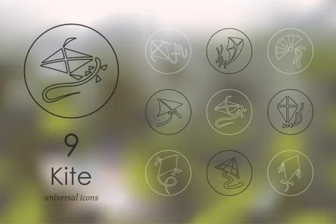 Set of kite icons Stock Illustration