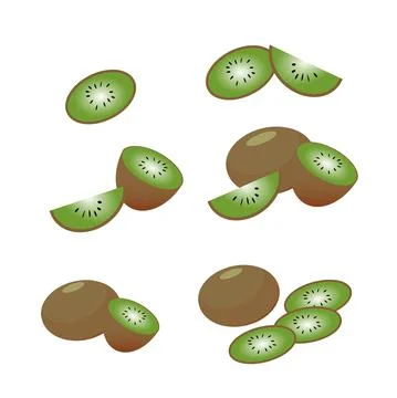 A set of kiwi fruits in vector 스톡 일러스트
