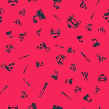Set Knife, Security camera, Paying tips and Taxi car on seamless pattern. Vector イラスト素材