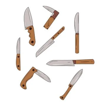 Set of knifes. Knife collection. Vector illustration icon. 库存插图