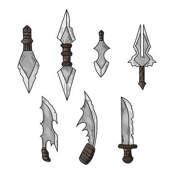 Set of knifes. Vector illustration. Isolated objects on white. Stock Illustration