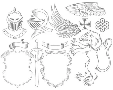 Set of knight heraldic elements Stock-Illustration
