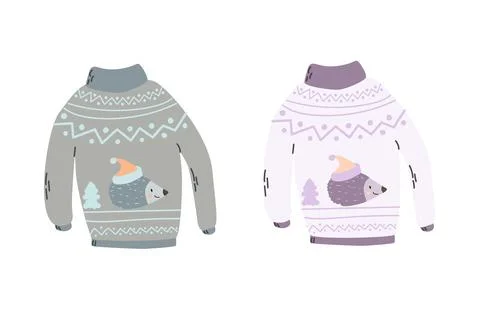 Set of knit pullover for winter, ugly sweater Stock Illustration