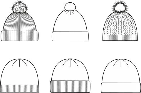 Set of knitted winter caps. Illustrazione stock