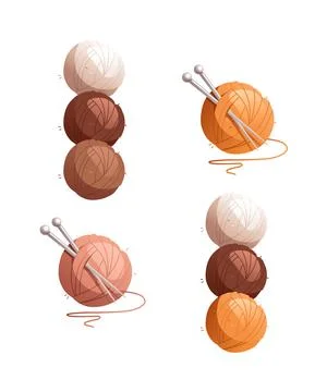 A set of knitting balls with knitting needles. Detailed vector illustration. Illustrazione stock