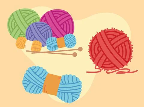 Set knitting balls of wool Stock Illustration
