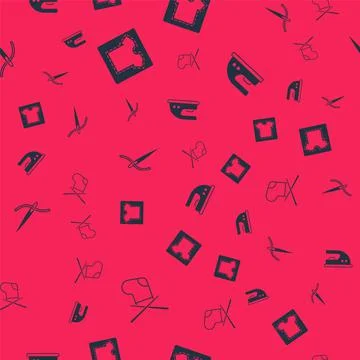 Set Knitting needles, Sewing pattern, Needle with thread and Electric iron on Illustrazione stock