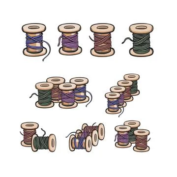 Set of knitting, needlework hobby sewing illustration vector Stock Illustration