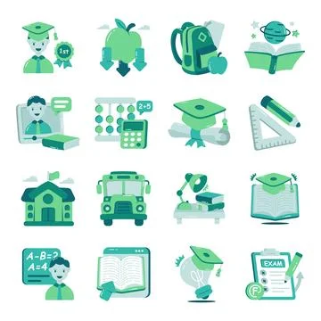 Set of Knowledge Flat Icons Illustrazione stock