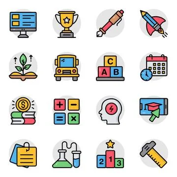 Set of Knowledge Flat Icons Illustrazione stock