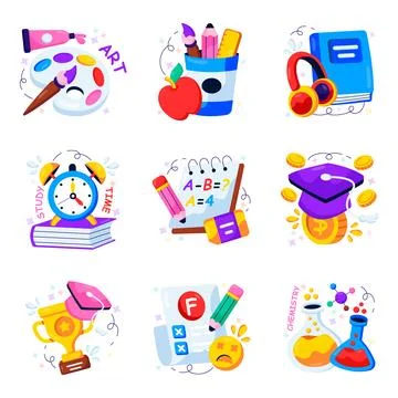 Set of Knowledge Flat Illustrations Stock Illustration