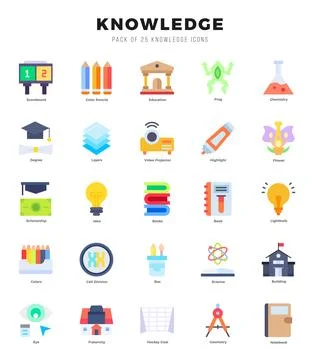Set of Knowledge Icons. Simple line art style icons pack. Stock Illustration