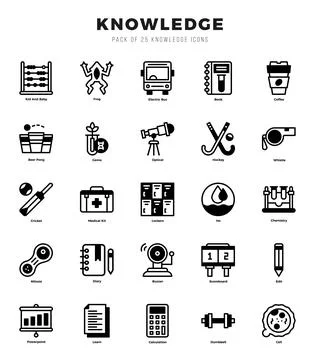 Set of Knowledge Icons. Simple line art style icons pack. Stock Illustration