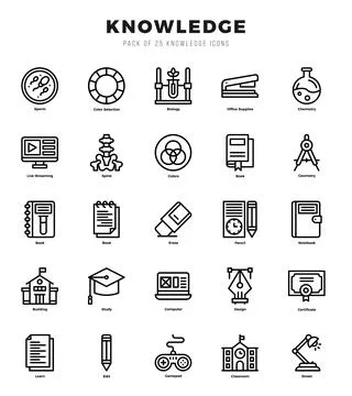 Set of Knowledge Icons. Simple Lineal art style icons pack. Stock Illustration