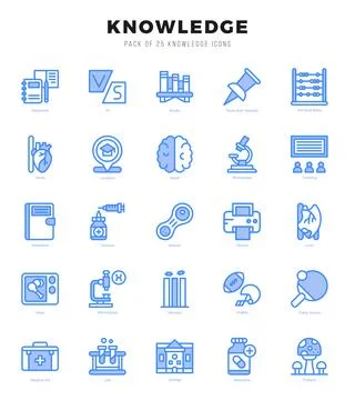 Set of Knowledge Icons. Simple Two Color art style icons pack. Stock Illustration