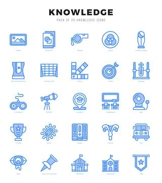 Set of Knowledge icons in Two Color style. Two Color Icons symbol collection. Stock Illustration