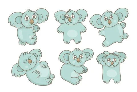 Set of Koalas Stock Illustration