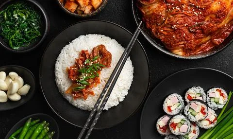 A set of Korean dishes Stock Photos