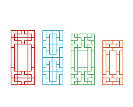 Set of Korean door pattern isolated on white Stock Illustration