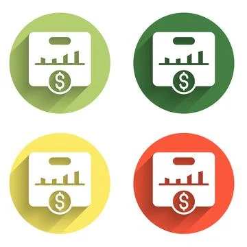 Set KPI - Key performance indicator icon isolated with long shadow backgrou.. Stock Illustration