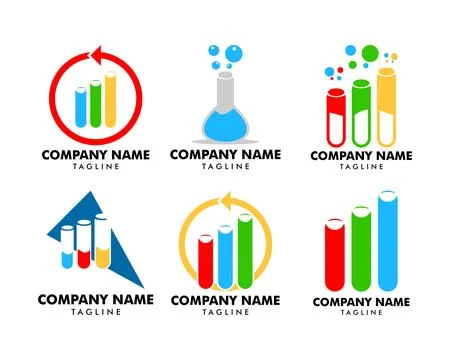 Set of Lab tube vector icon logo design Stock Illustration