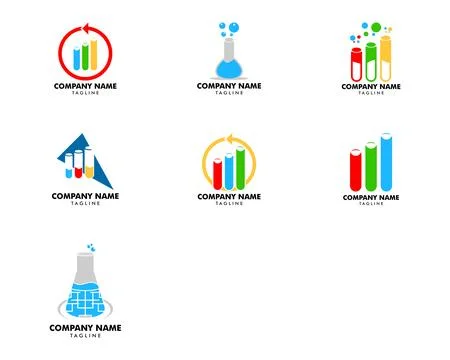 Set of Lab tube vector icon logo design Stock Illustration