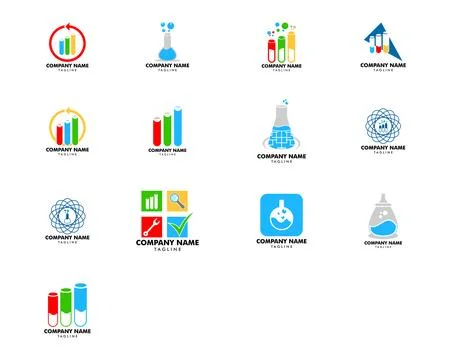 Set of Lab tube vector icon logo design Stock Illustration