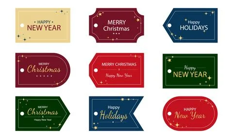 Set of label templates with greeting text Stock Illustration