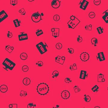 Set Label with text FAQ, Stopwatch, Speech bubble Help and Checklist 24 hours Stock Illustration