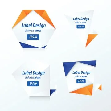 Set Of Label Vector Design blue and orange Stock Illustration