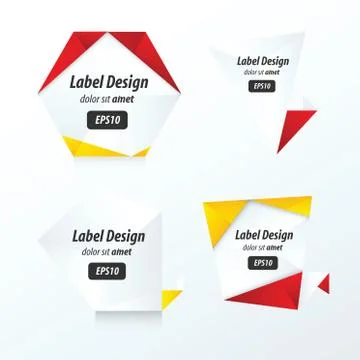 Set Of Label Vector Design red, yellow, black color Stock Illustration