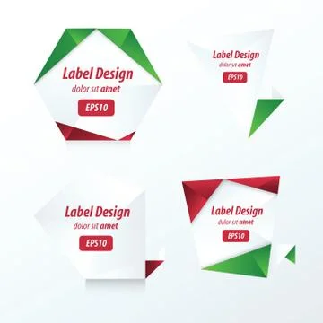Set Of Label Vector Design  red, green color Stock Illustration