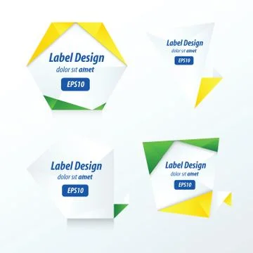 Set Of Label Vector Design yellow, blue, green Stock Illustration