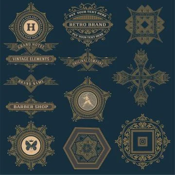 Set of labels and banners. Illustrazione stock