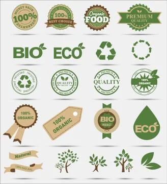 Set  labels and emblems of ecology and environment Stock Illustration