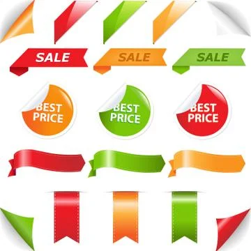 Set labels and web ribbons Stock Illustration