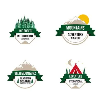 Set of labels for camping and other Stock Illustration