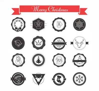 Set of labels, designs and elements for Christmas Stock Illustration