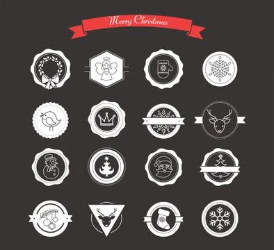 Set of labels, designs and elements for Christmas Stock Illustration