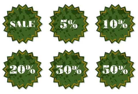 Set of labels for the discount. Stock Illustration