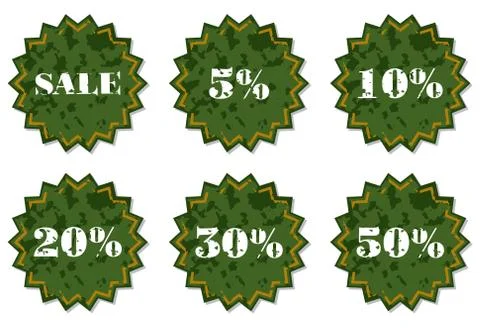 Set of labels for the discount. Stock Illustration