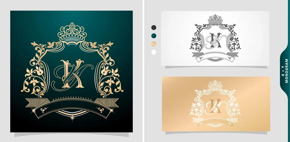 Set of labels with elements a initial  letter ky or yk Stock Illustration