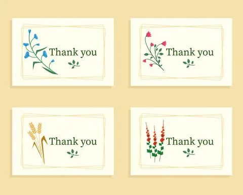 Set of labels with the image of wildflowers Stock Illustration