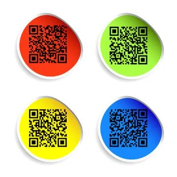 Set of labels with qr codes. Illustrazione stock
